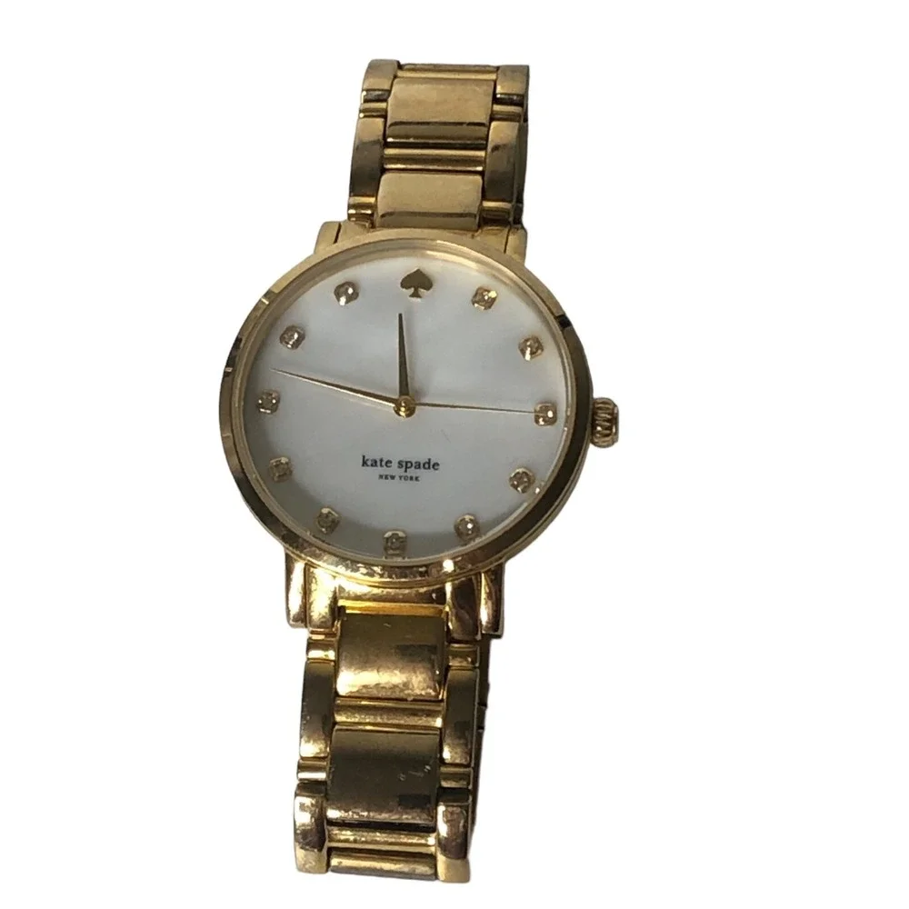 Kate Spade New York Gold Tone Mother of Pearl Crystal Accent‎ Watch